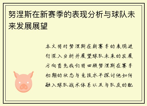 努涅斯在新赛季的表现分析与球队未来发展展望