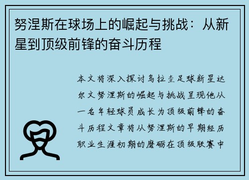 努涅斯在球场上的崛起与挑战：从新星到顶级前锋的奋斗历程